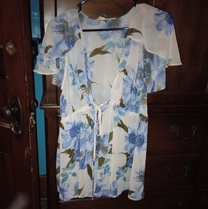 Blue and white blouse